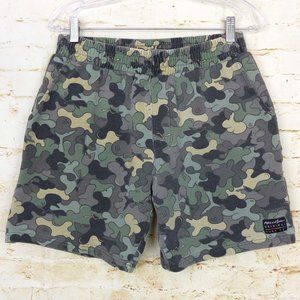 Maui & Sons Men L Green Bubble Camo Sweat Shorts Sharks Sunglasses Fleece